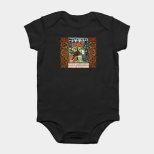 MEDIEVAL TOURNAMENT, FIGHTING KNIGHTS ,DAMSELS RED YELLOW FLORAL Baby Bodysuit